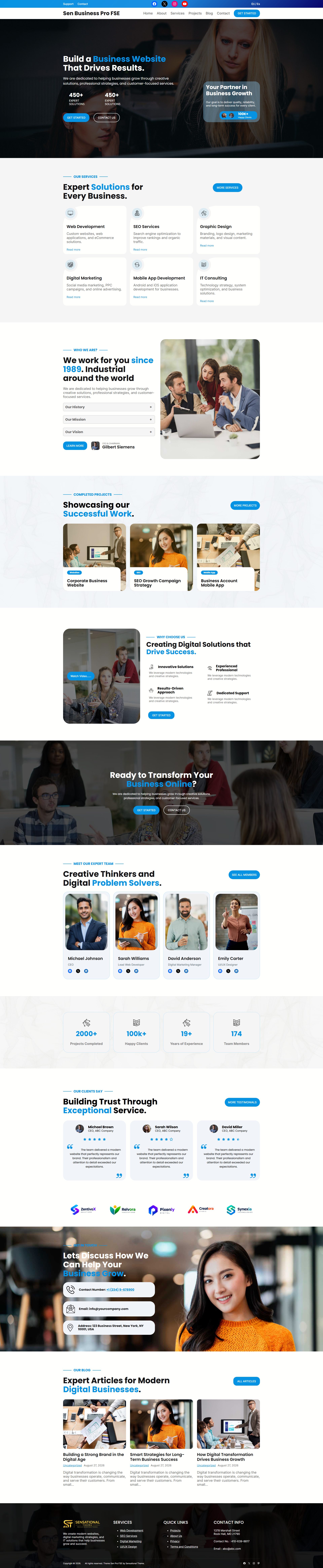 Sen Pro FSE – Premium Responsive Business WordPress Block Theme theme — Desktop preview