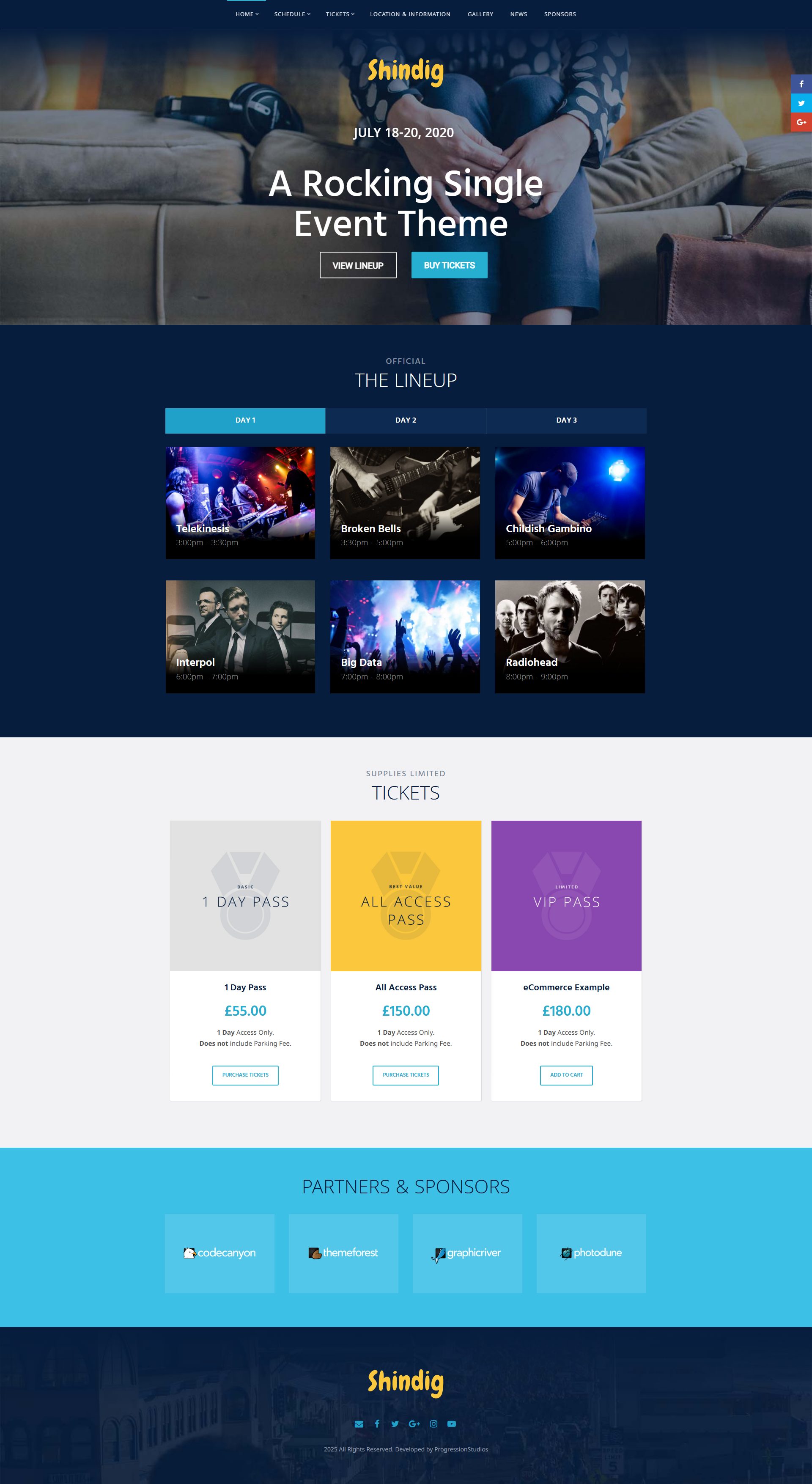 Shindig – Premium Responsive Music Festival and Single Event WordPress Theme theme — Desktop preview