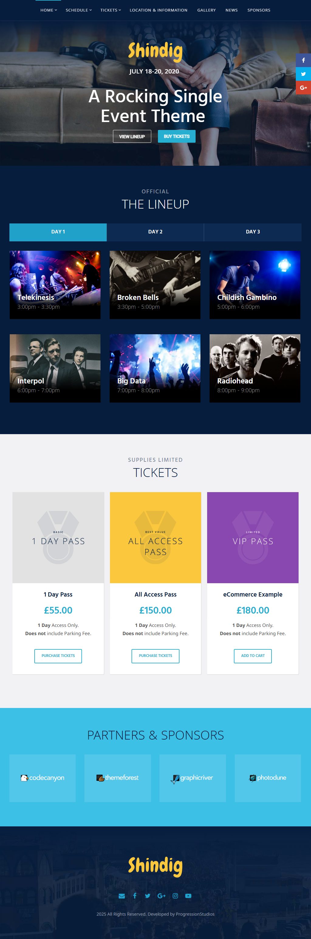 Shindig – Premium Responsive Music Festival and Single Event WordPress Theme theme — Tablet preview