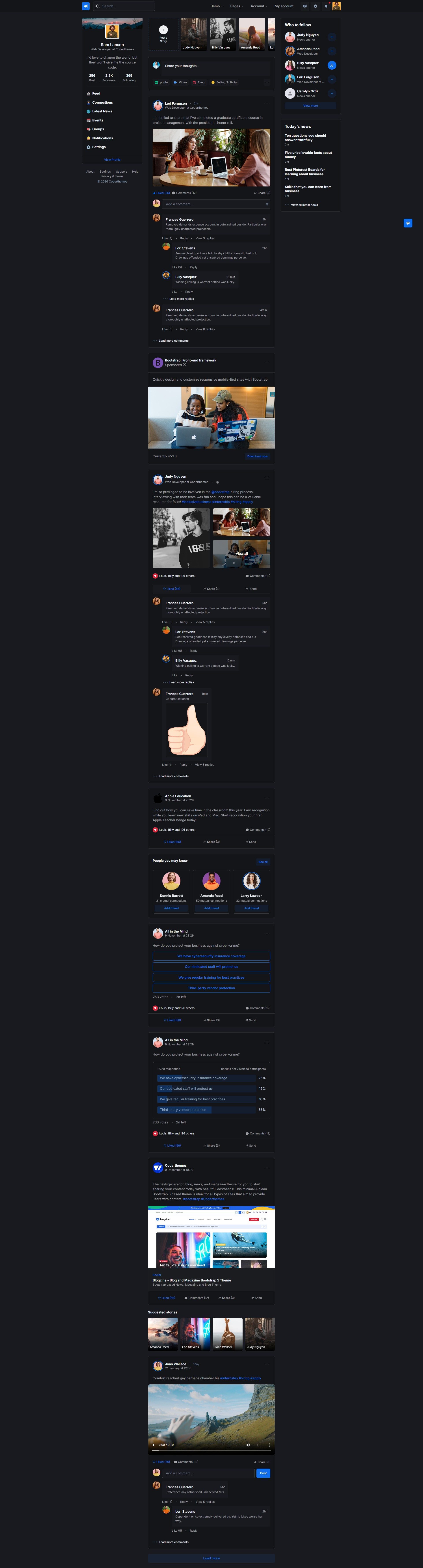 Social Dark Mode Community HTML Template