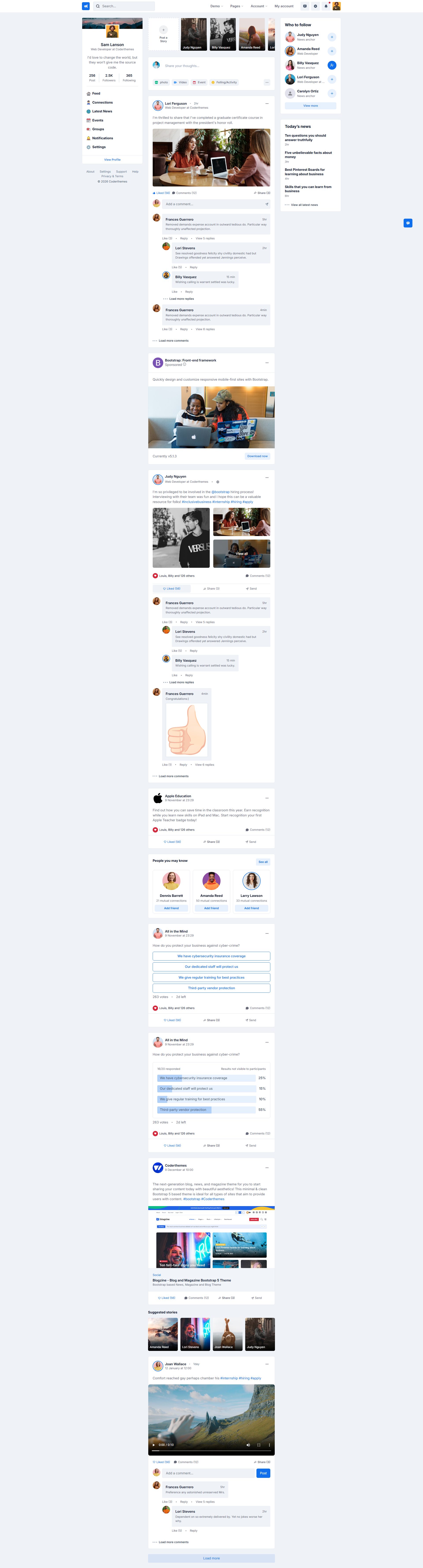 Social – Premium Responsive Network & Community Tailwind CSS HTML5 Template theme — Desktop preview