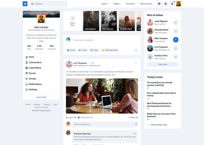 Social – Premium Responsive Network & Community Tailwind CSS HTML5 Template