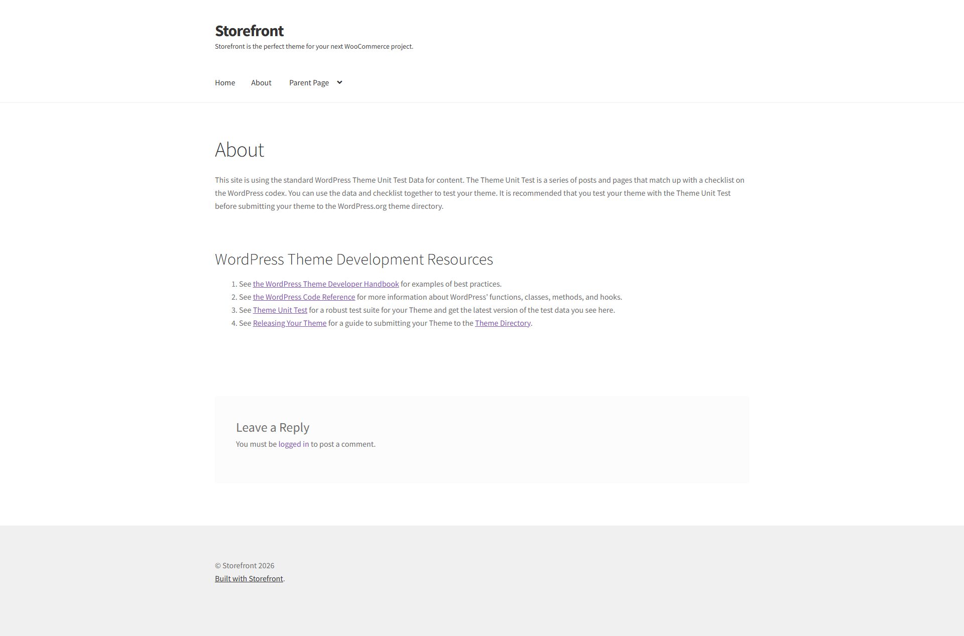 Storefront theme — Desktop preview