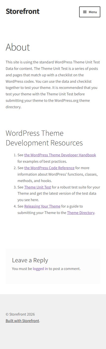 Storefront theme — Mobile preview