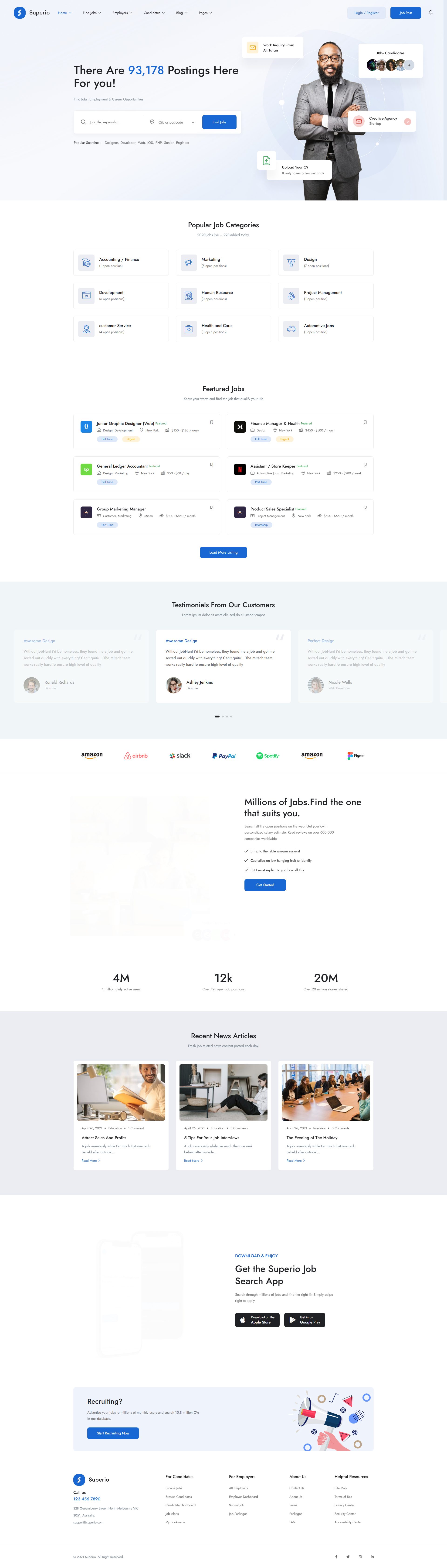 Superio – Premium Responsive Job Board WordPress Theme theme — Desktop preview