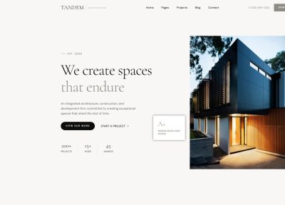 Tandem – Premium Responsive Architecture & Interior Portfolio WordPress Theme