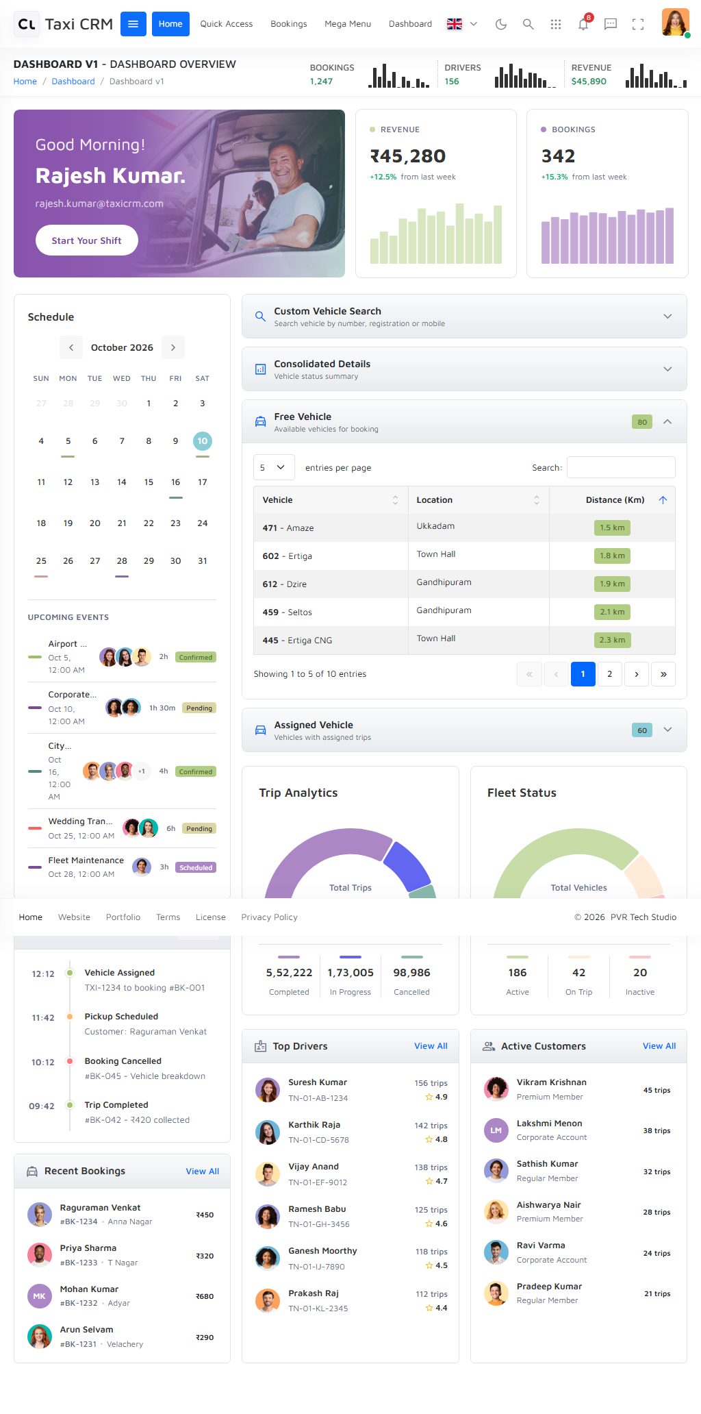 Taxi CRM – Premium Responsive Taxi Dispatch CRM Admin Dashboard HTML5 Template theme — Tablet preview