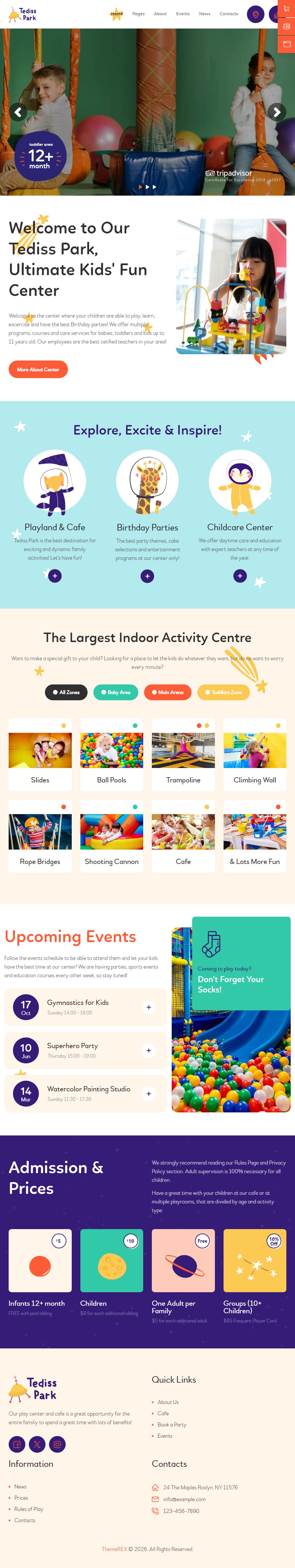 Tediss – Premium Responsive Play Area Child Care WordPress Theme theme — Tablet preview