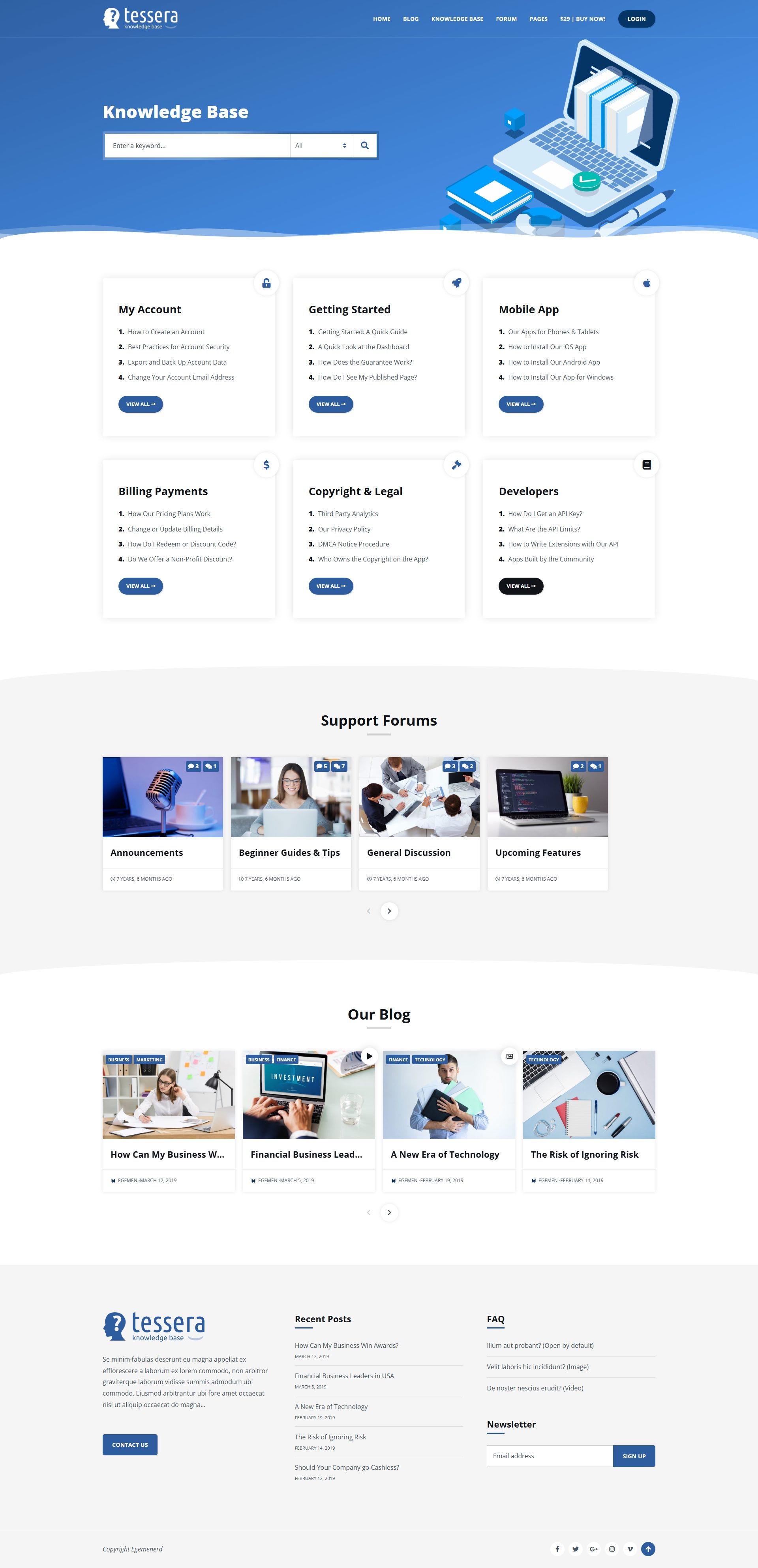Tessera – Premium Responsive Knowledge Base & Support Forum WordPress Theme theme — Desktop preview