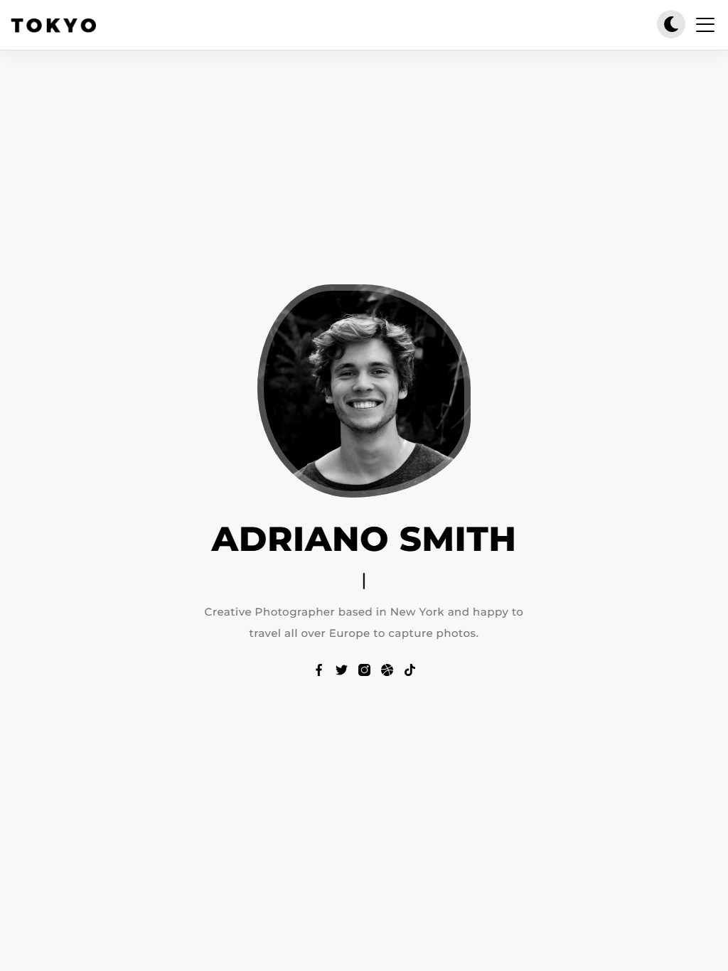 Tokyo – Premium Responsive Personal Portfolio Next.js Template theme — Tablet preview