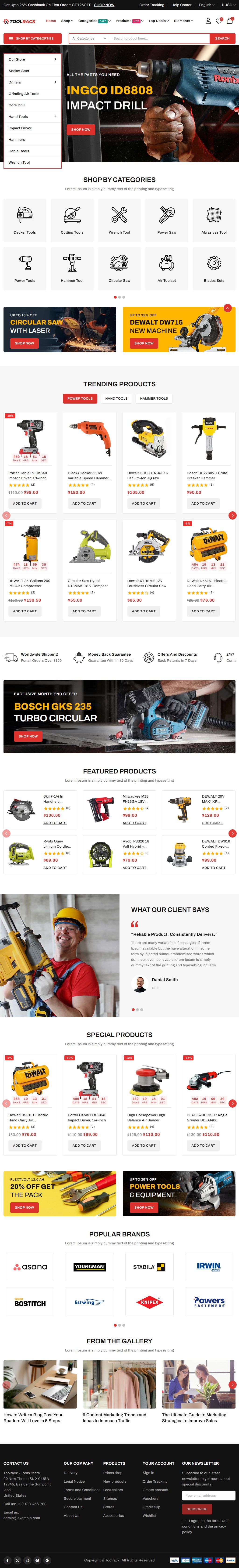 Toolrack – Premium Responsive Tools & Hardware PrestaShop Theme theme — Tablet preview