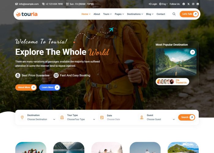 Touria – Premium Responsive Travel Agency & Tour HTML5 Template