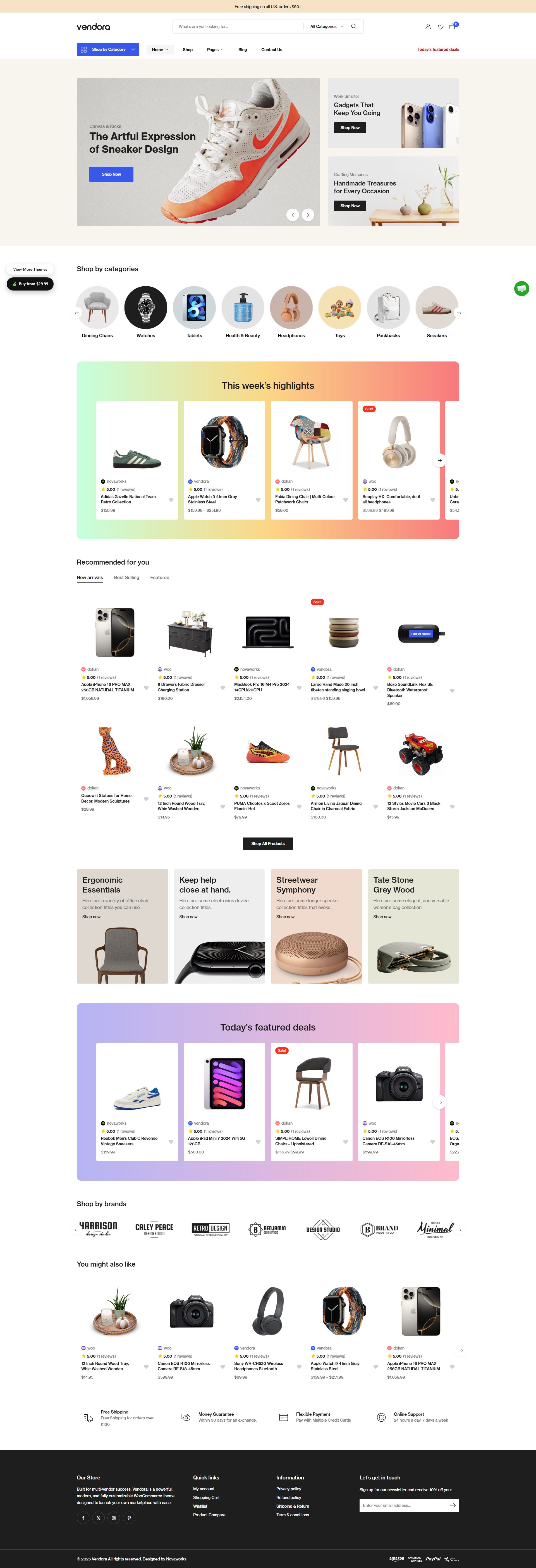 Vendora – Premium Responsive Multi-Vendor Marketplace WordPress Theme theme — Desktop preview