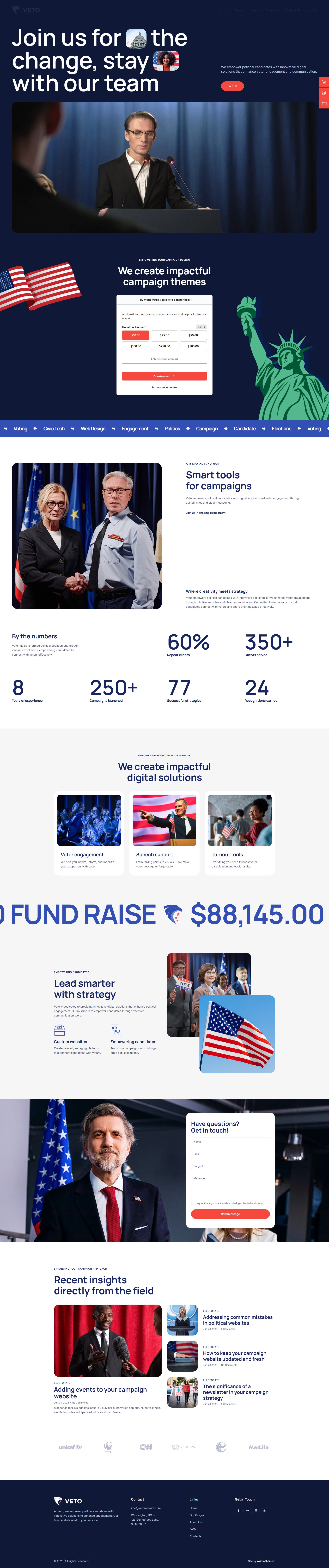 Veto – Premium Responsive Politics, Campaign & Candidate WordPress Theme theme — Desktop preview