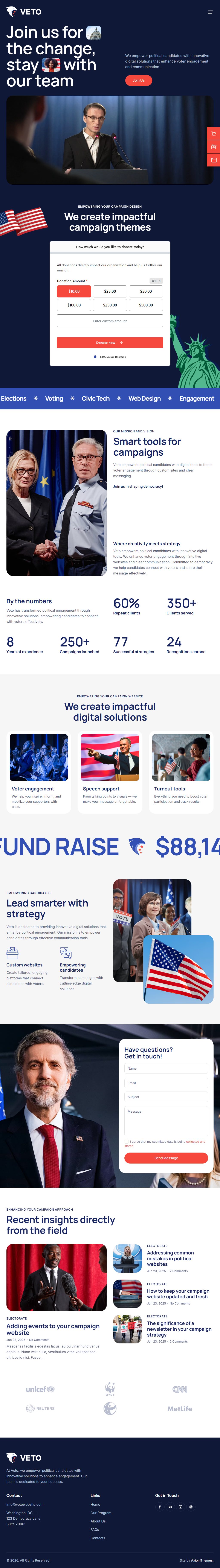 Veto – Premium Responsive Politics, Campaign & Candidate WordPress Theme theme — Tablet preview