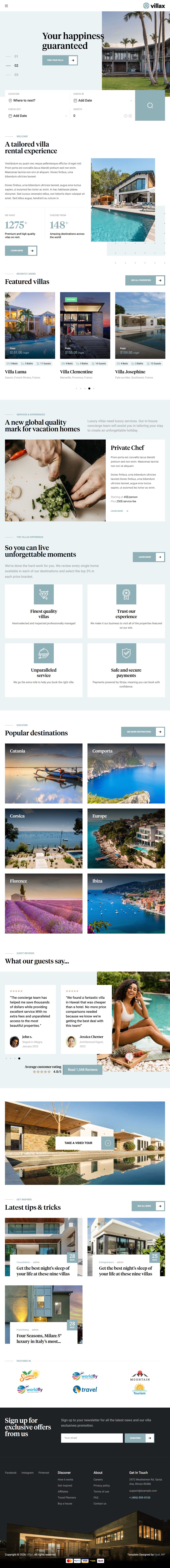 Villax – Premium Responsive Villa and Vacation Rentals WordPress Theme theme — Tablet preview