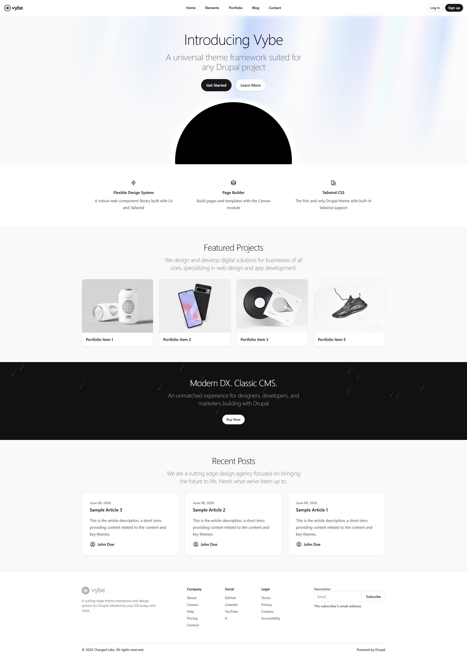 Vybe – Premium Responsive Multipurpose Drupal 11 Theme theme — Desktop preview