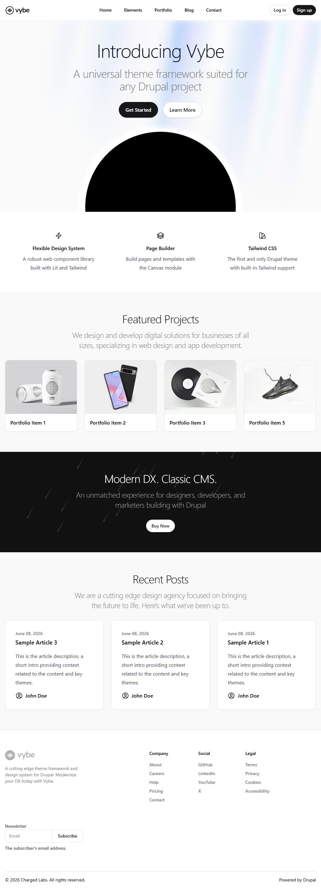 Vybe – Premium Responsive Multipurpose Drupal 11 Theme theme — Tablet preview