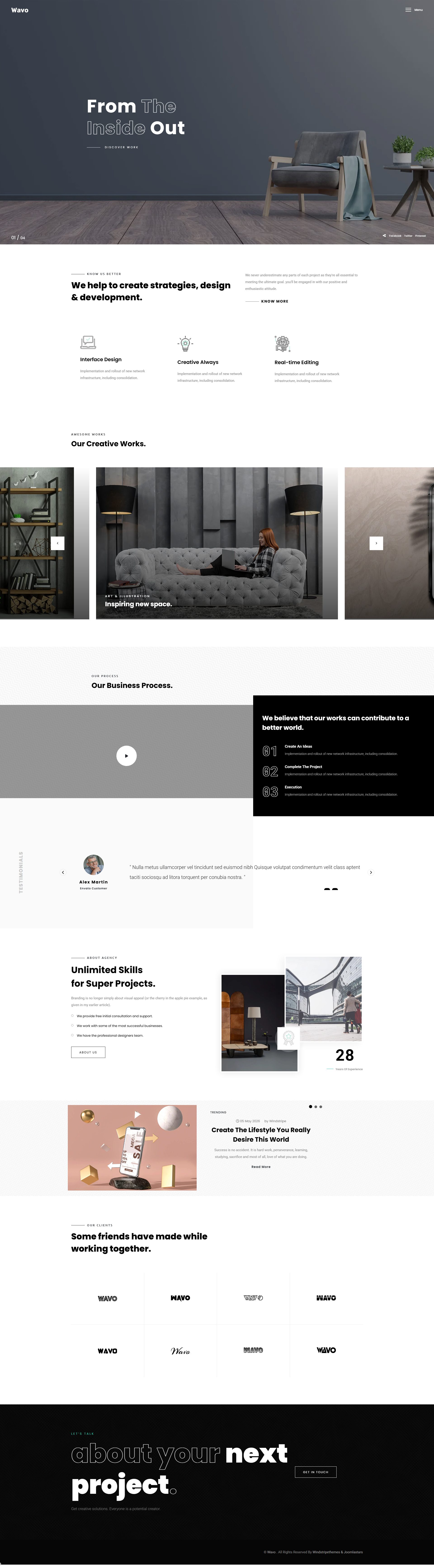 Wavo – Premium Responsive Creative Portfolio & Agency Joomla 6 Template theme — Desktop preview