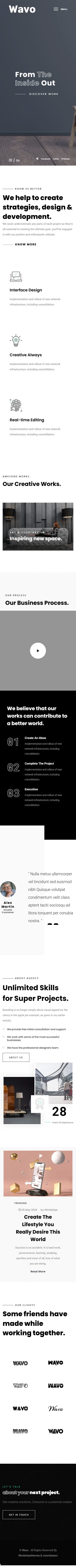 Wavo – Premium Responsive Creative Portfolio & Agency Joomla 6 Template theme — Mobile preview