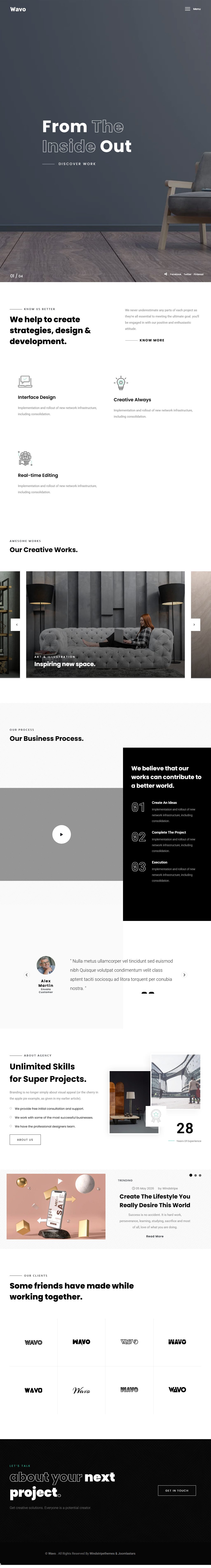 Wavo – Premium Responsive Creative Portfolio & Agency Joomla 6 Template theme — Tablet preview