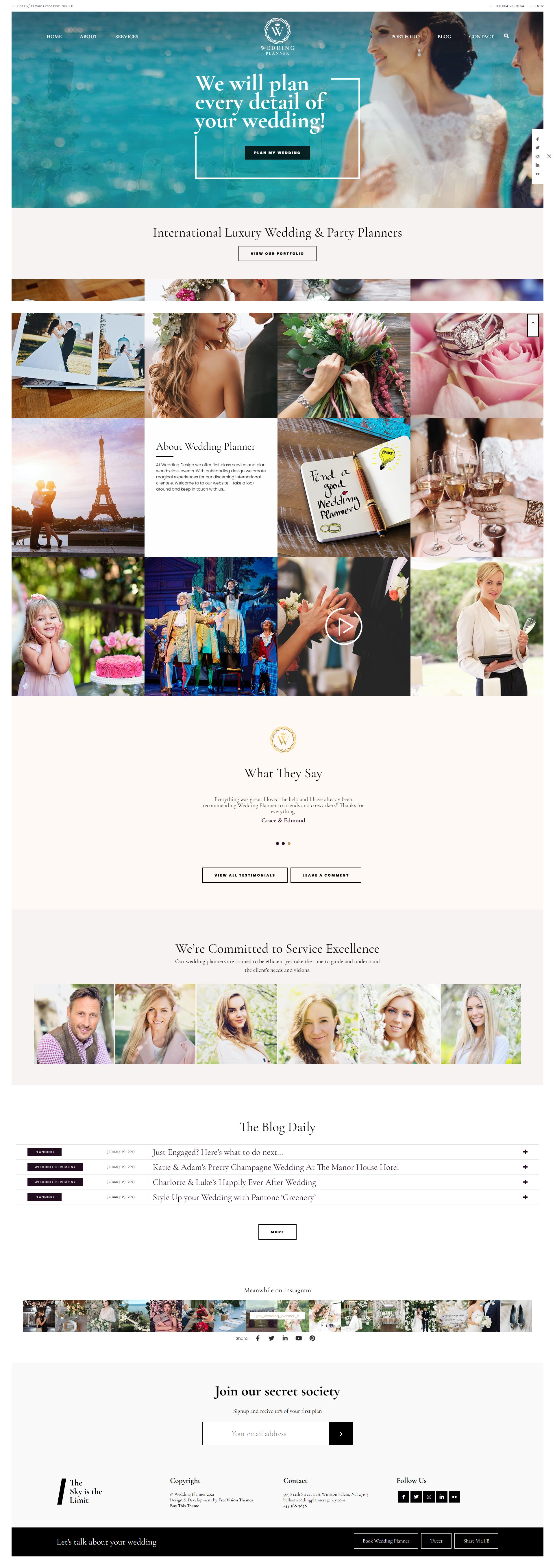 Wedding Planner – Premium Responsive Wedding Agency WordPress Theme theme — Desktop preview