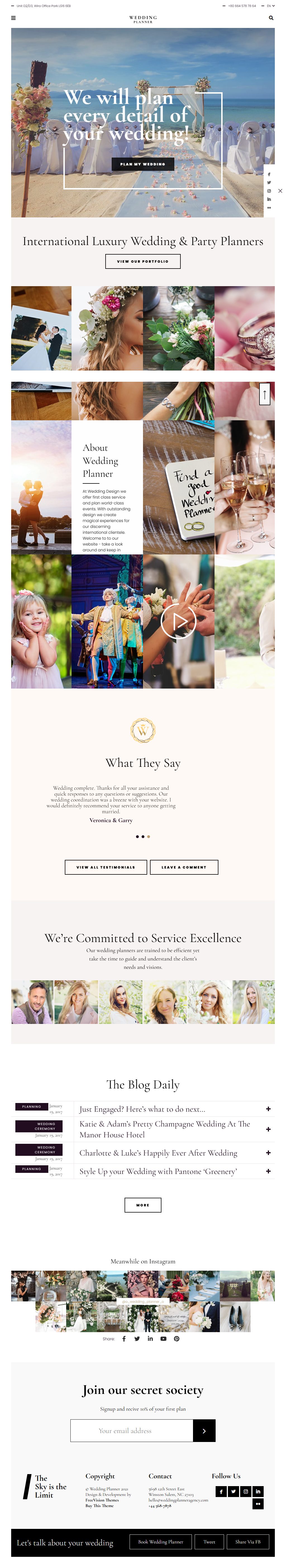 Wedding Planner – Premium Responsive Wedding Agency WordPress Theme theme — Tablet preview