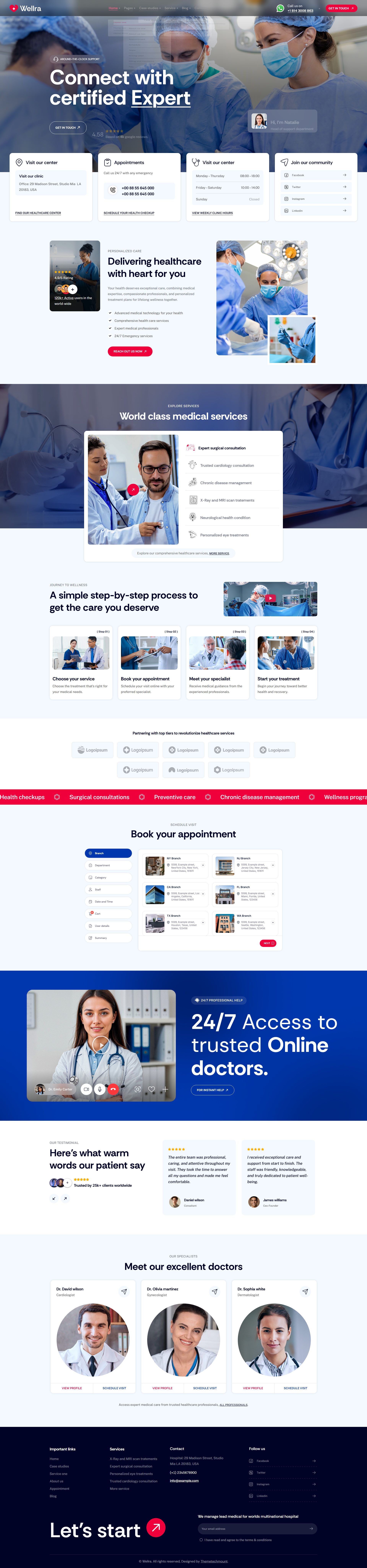 Wellra – Premium Responsive Doctor Appointment WordPress Theme theme — Desktop preview
