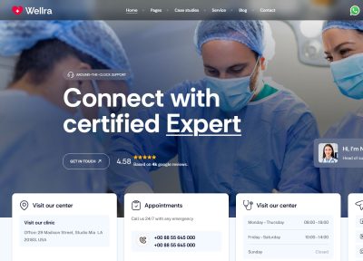 Wellra – Premium Responsive Doctor Appointment WordPress Theme