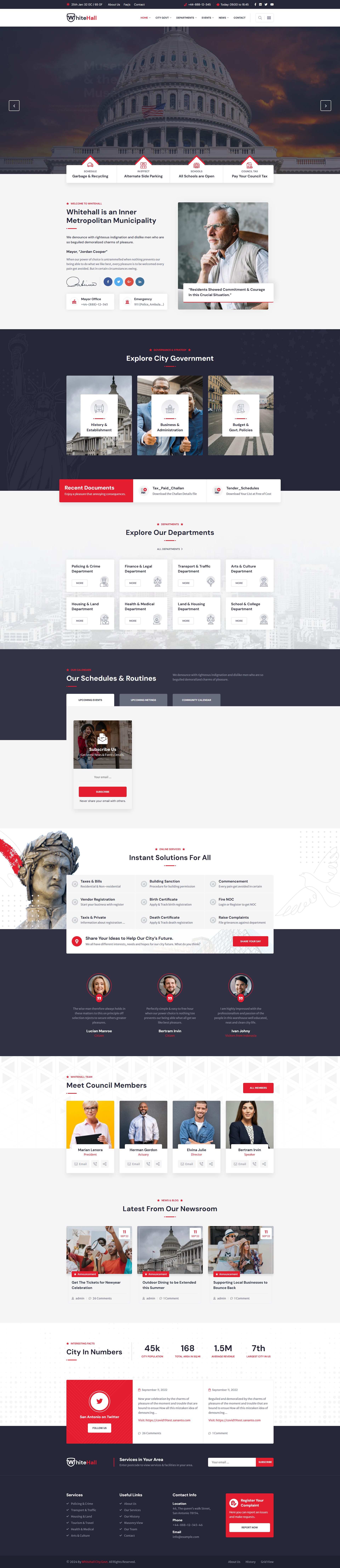 White Hall – Premium Responsive Municipal and Government WordPress Theme theme — Desktop preview