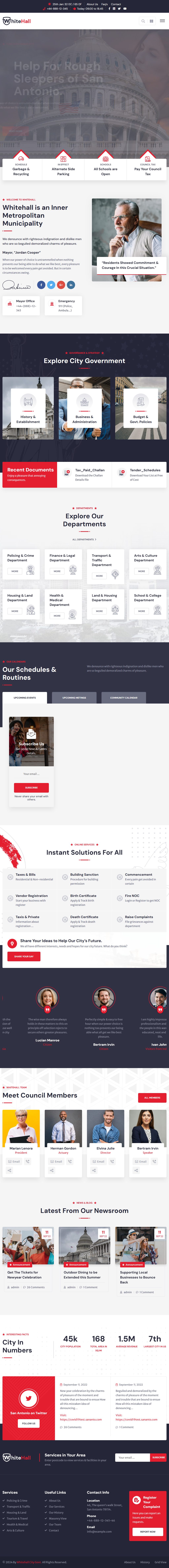 White Hall – Premium Responsive Municipal and Government WordPress Theme theme — Tablet preview