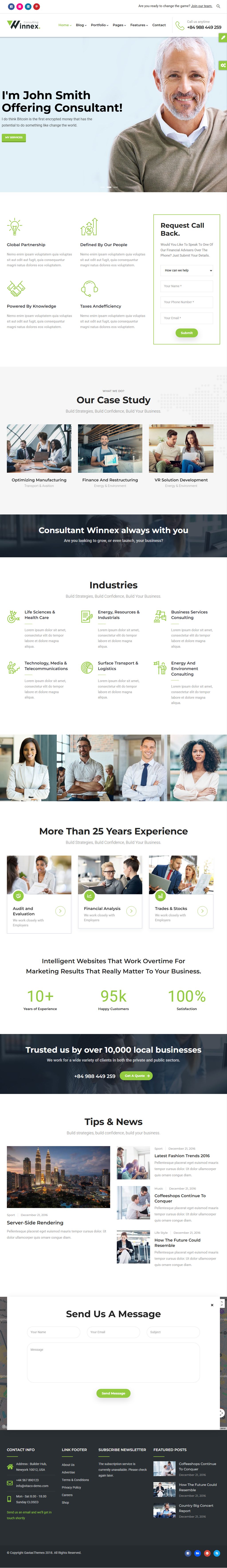 Winnex – Premium Responsive Business Consulting Drupal 10 Theme theme — Tablet preview