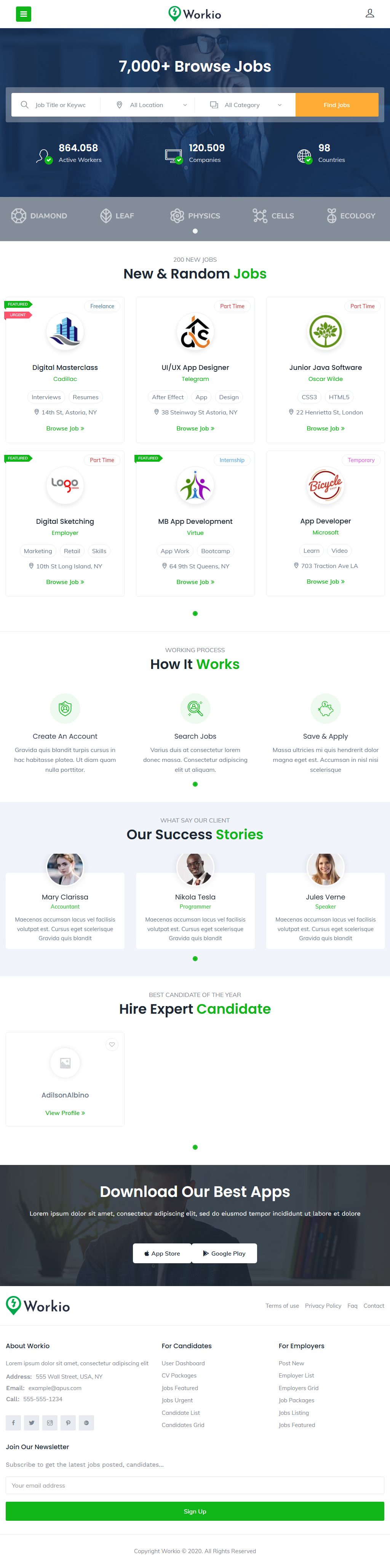 Workio – Premium Responsive Job Board WordPress Theme theme — Tablet preview