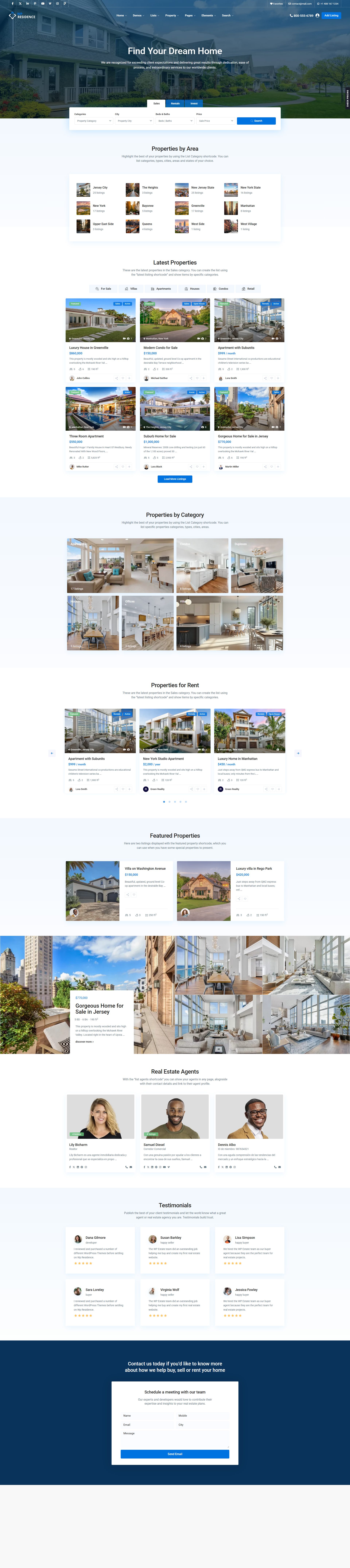 WP Residence – Premium Responsive Real Estate WordPress Theme theme — Desktop preview