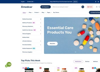 Xmedcar – Premium Responsive Pharmacy WooCommerce WordPress Theme