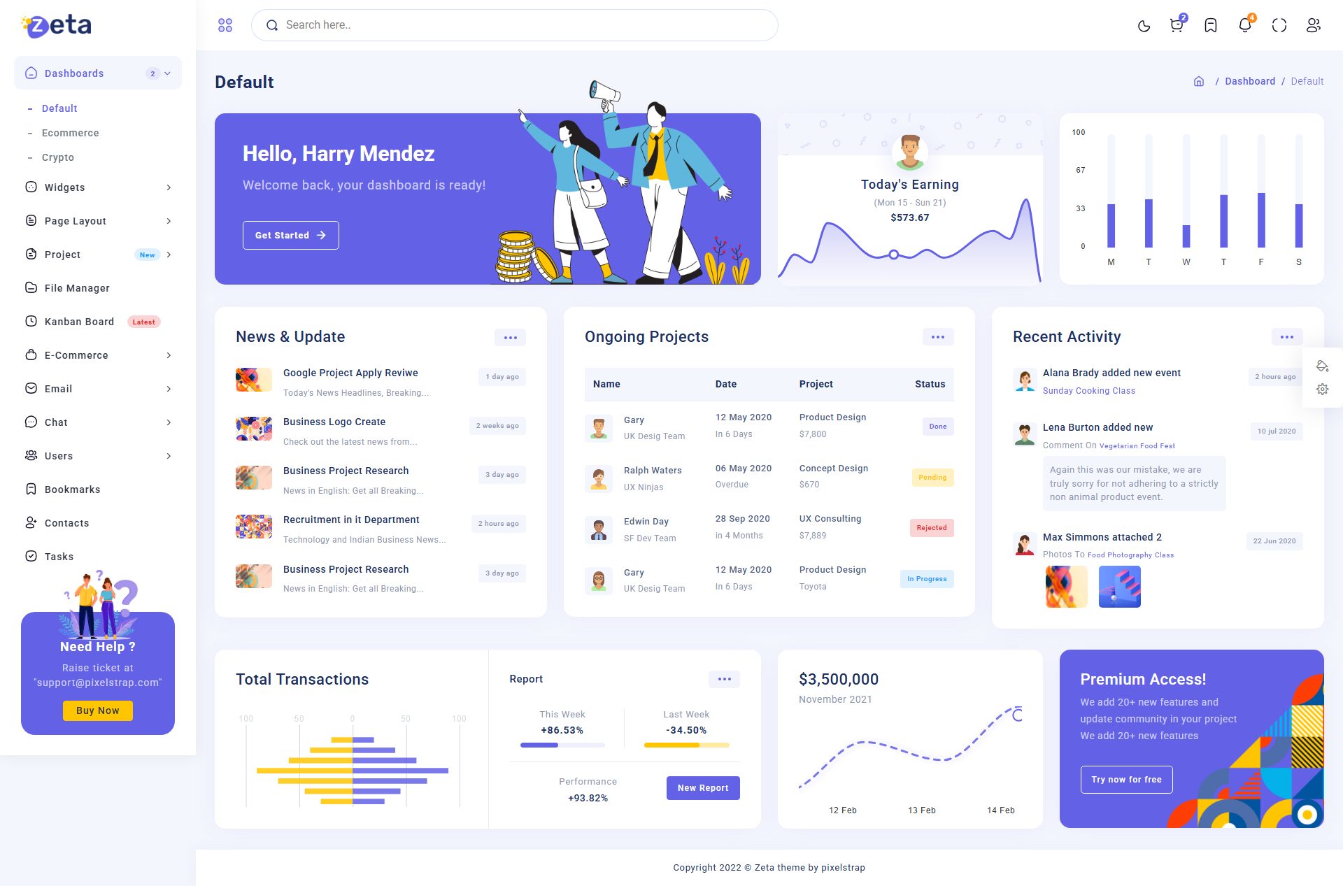 Zeta – Premium Responsive Django Admin Dashboard HTML5 Template theme — Desktop preview