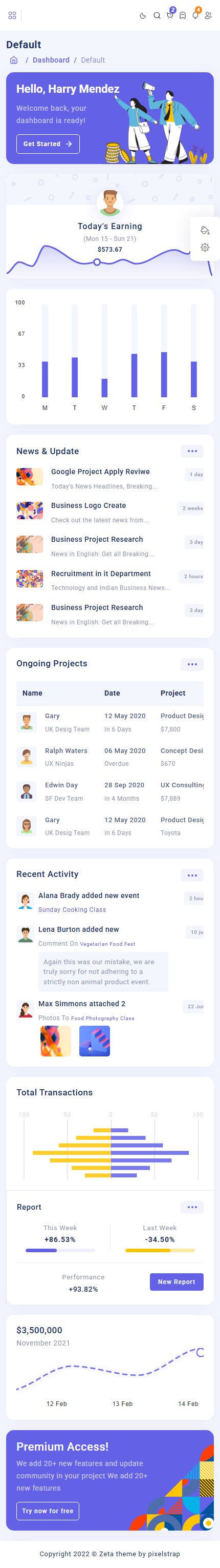 Zeta – Premium Responsive Django Admin Dashboard HTML5 Template theme — Mobile preview