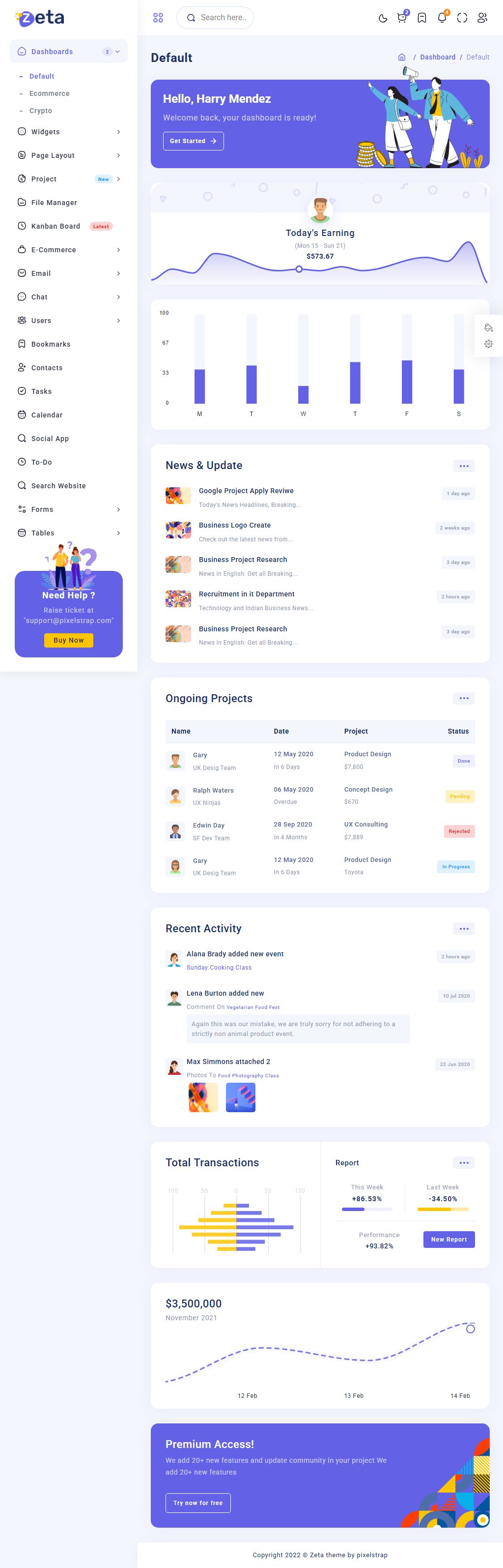 Zeta – Premium Responsive Django Admin Dashboard HTML5 Template theme — Tablet preview