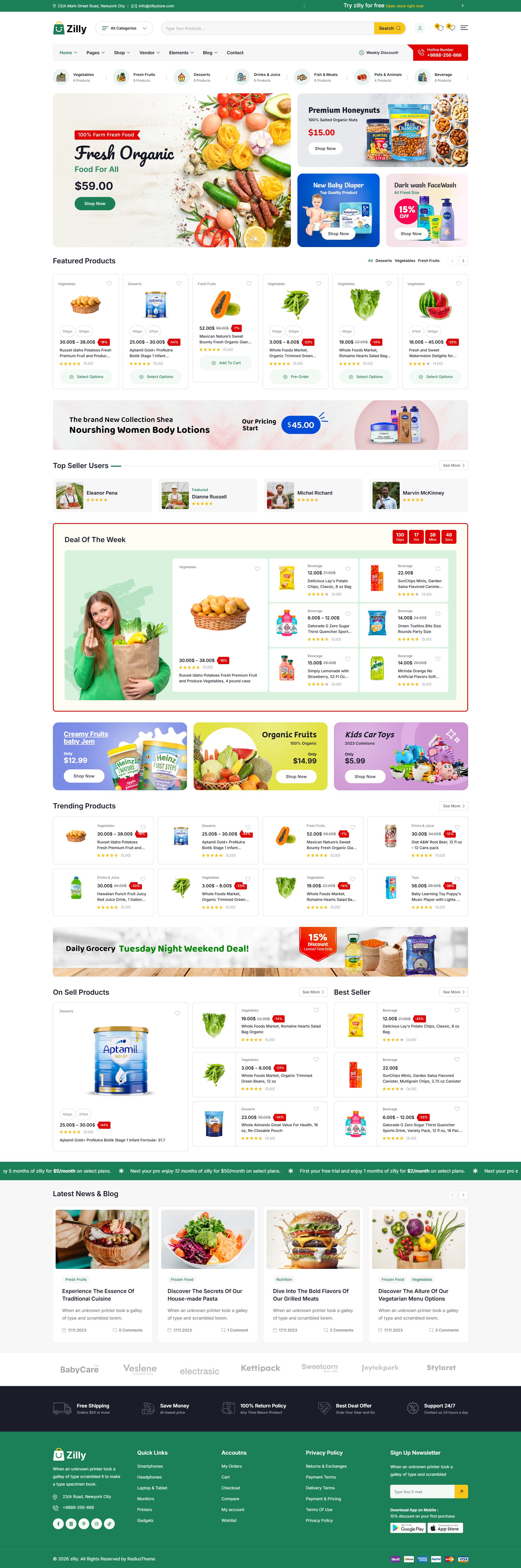 Zilly Grocery Store WordPress Theme