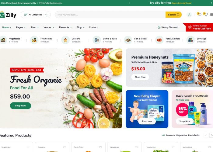 Zilly – Premium Responsive Grocery Store WooCommerce WordPress Theme