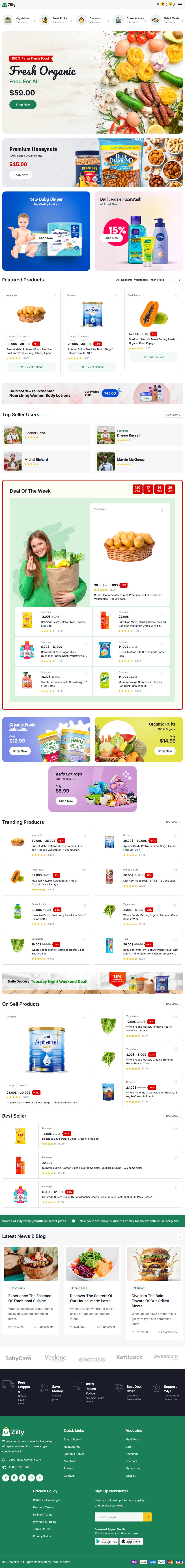 Zilly – Premium Responsive Grocery Store WooCommerce WordPress Theme theme — Tablet preview