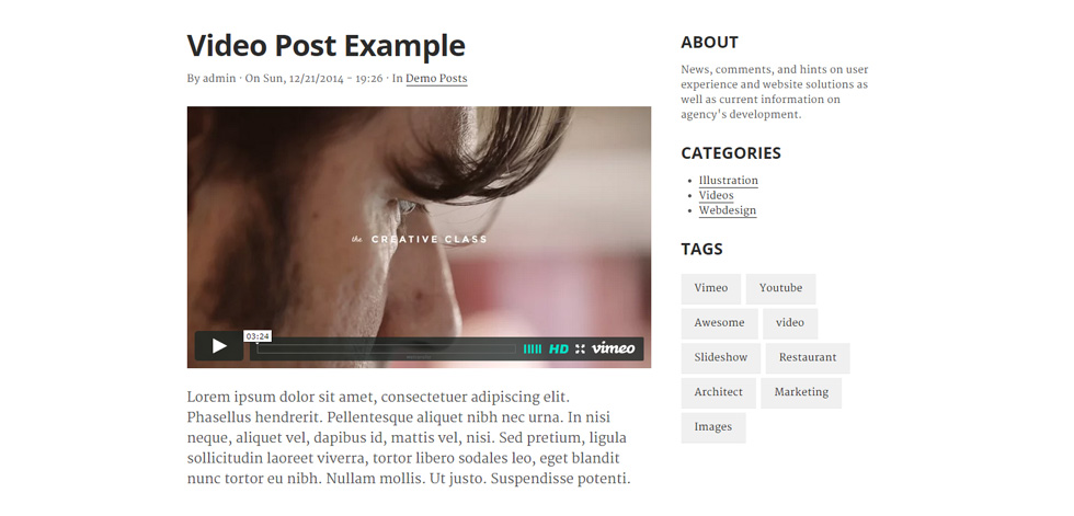Blog post page