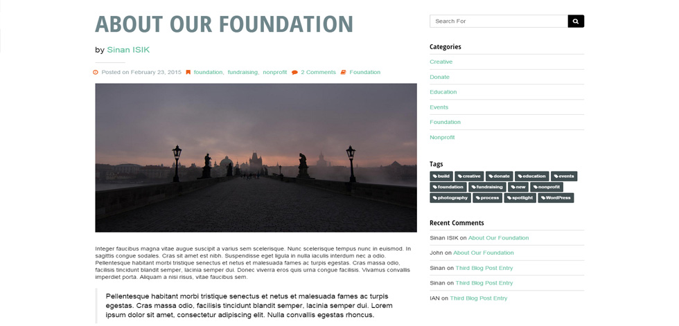 Blog post page