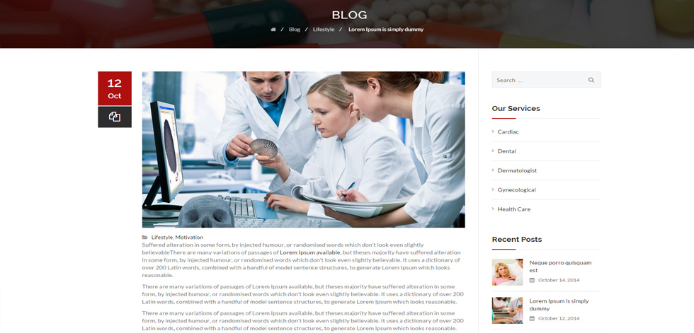 Blog post page