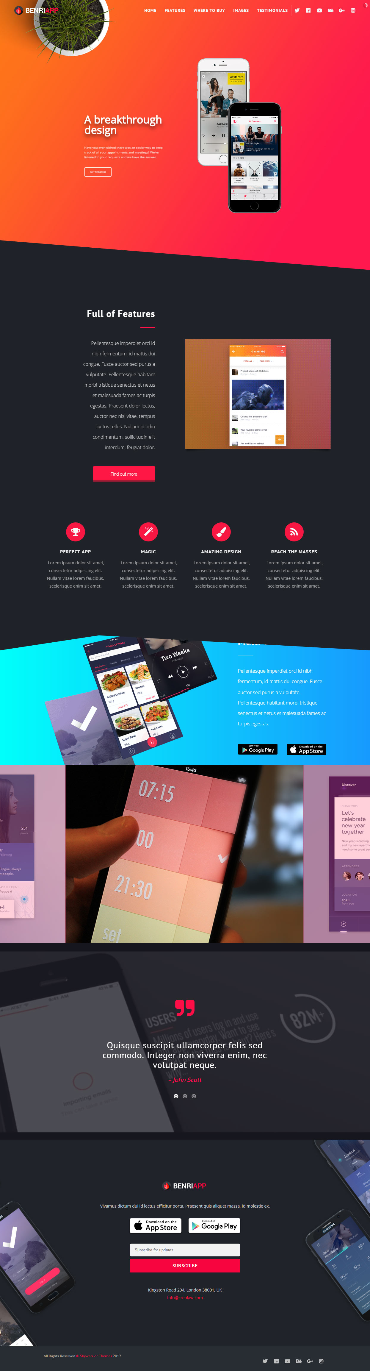 Benri App Showcase WordPress Themes
