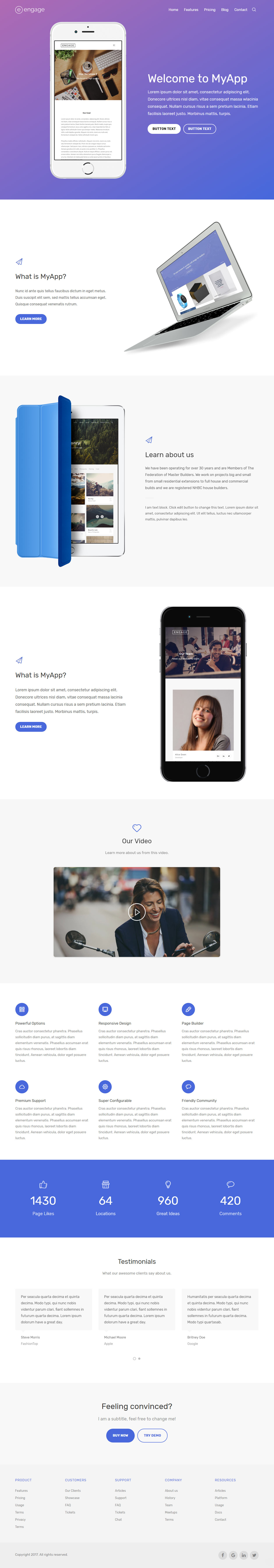 Engage App Showcase WordPress Themes