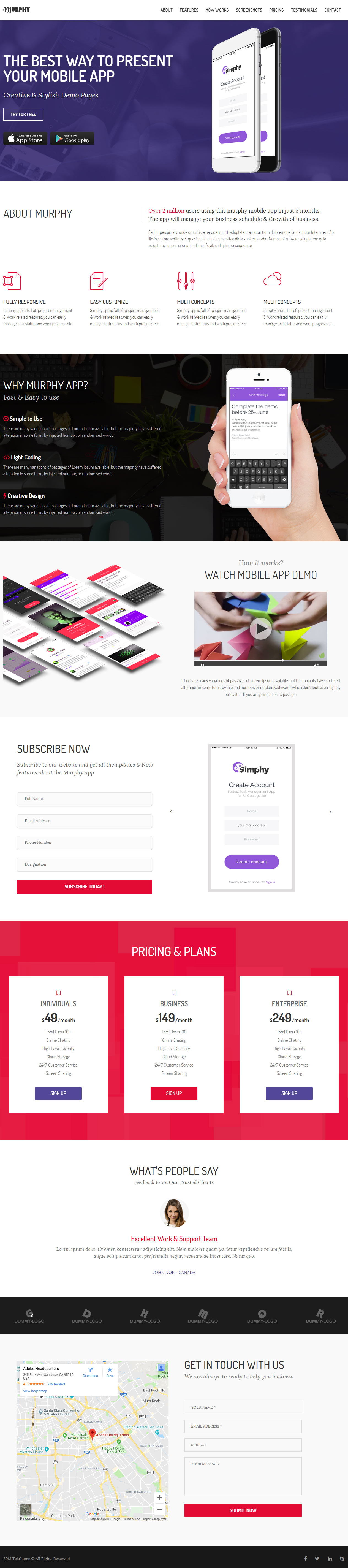 Murphy Muse Mobile App Landing Page Template