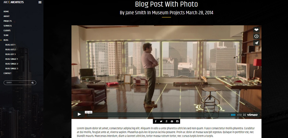 Blog post page