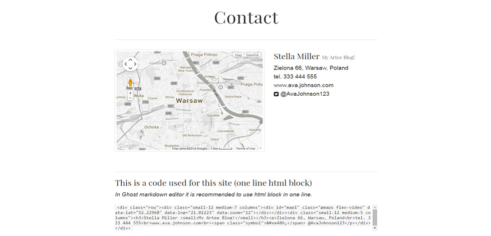 Contact page
