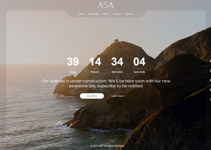 Asa – Premium Responsive Coming Soon HTML5 Template